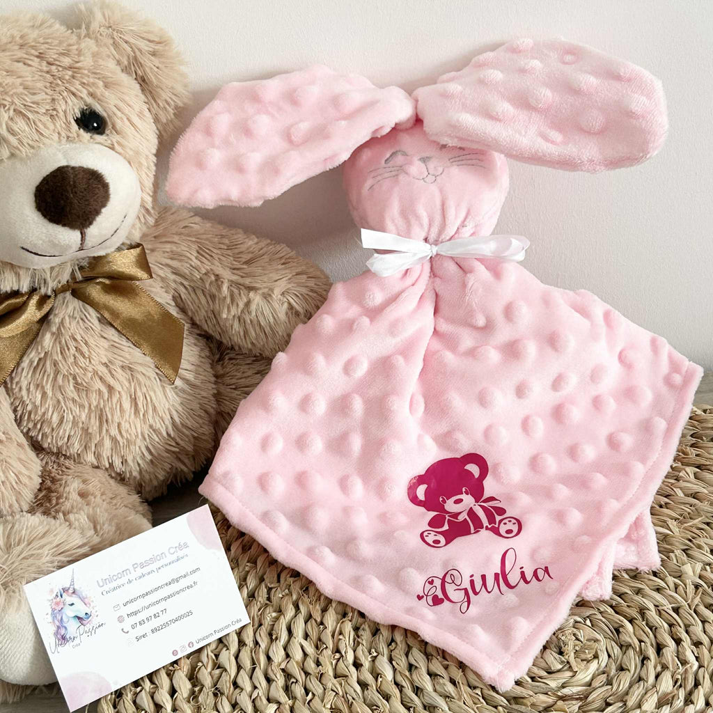 Doudou Lapin Minky Personnalisé