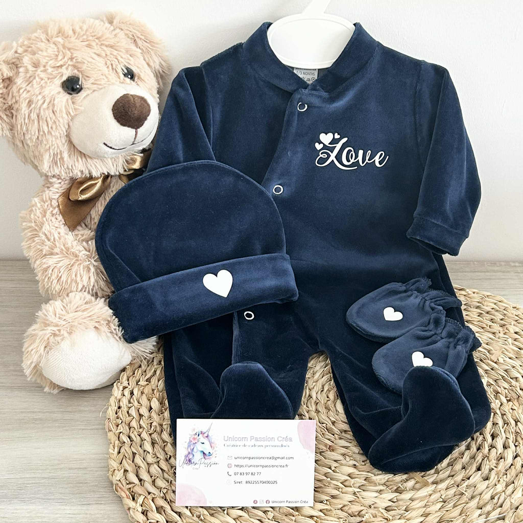 Coffret Pyjama Velours 3pcs Personnalisé