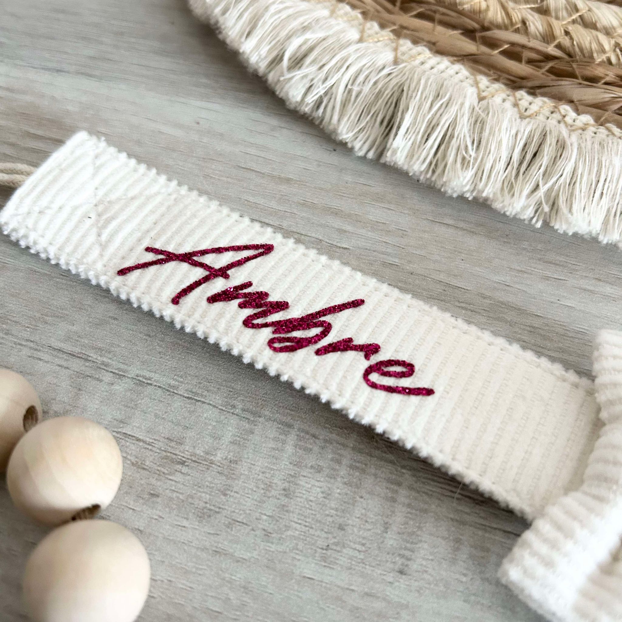 Attache Tétine Velours Côtelé Personnalisée