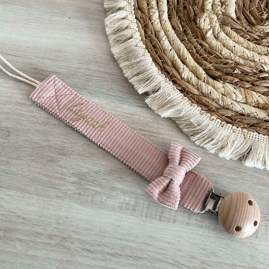 Attache Tétine Velours Côtelé Personnalisée