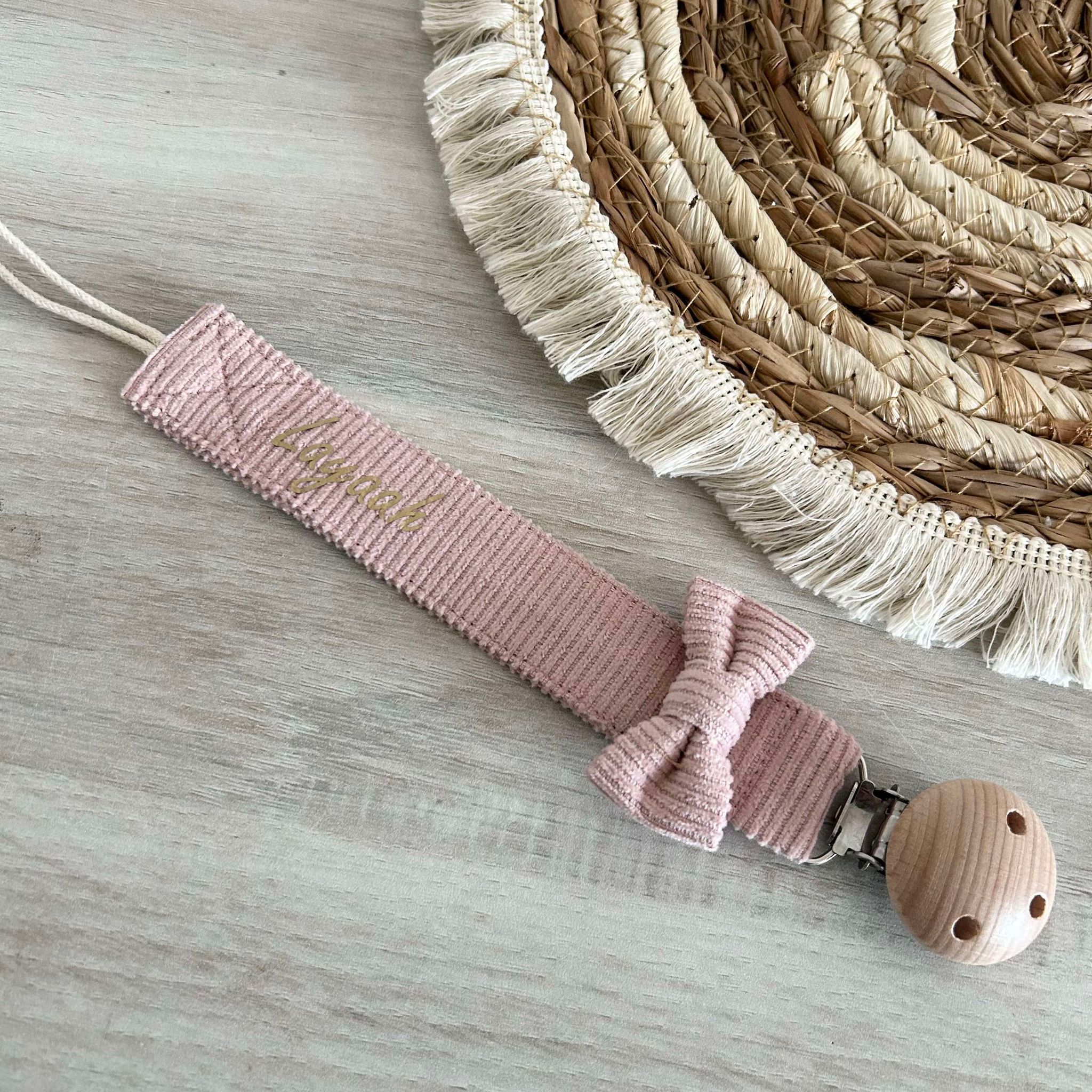 Attache Tétine Velours Côtelé Personnalisée