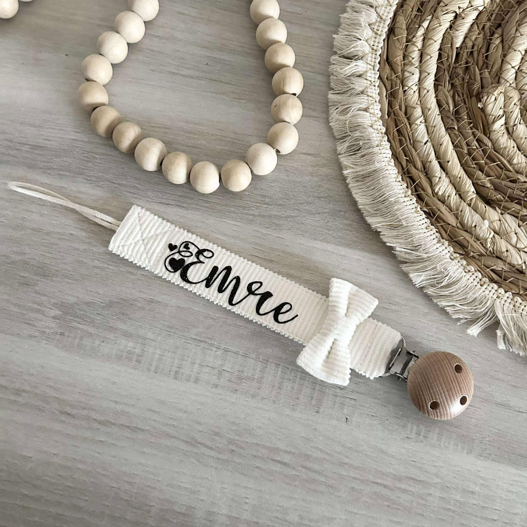 Attache Tétine Velours Côtelé Personnalisée