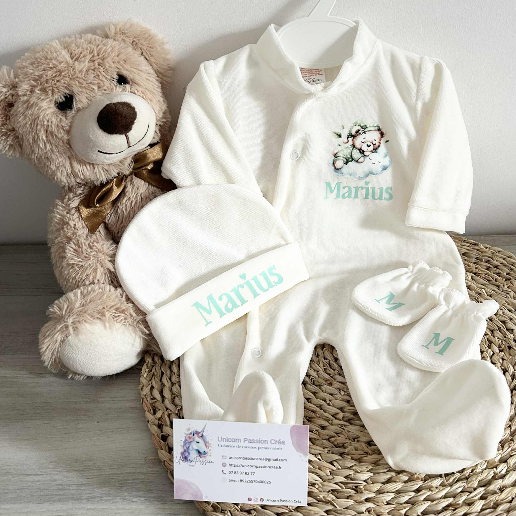 Coffret Pyjama Velours 3pcs Personnalisé