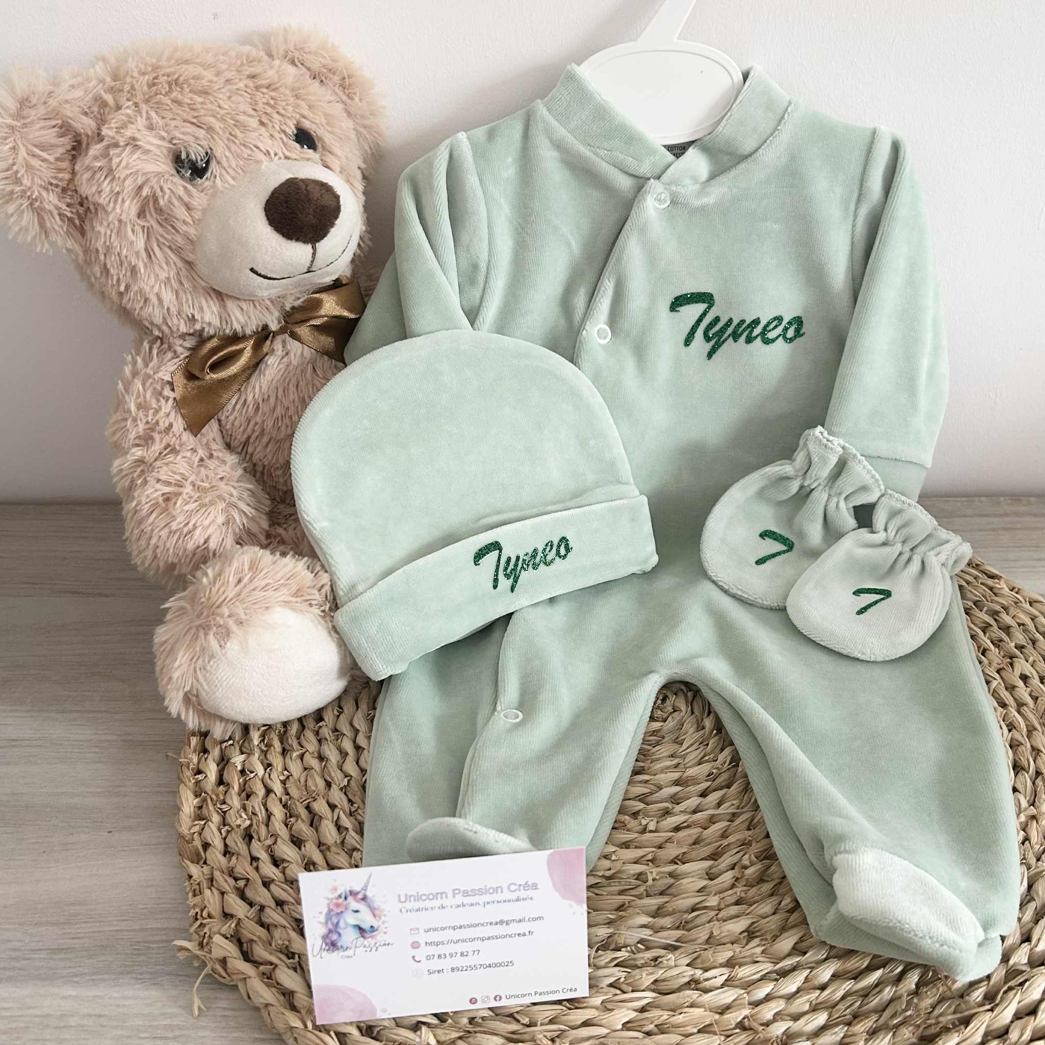 Coffret Pyjama Velours 3pcs Personnalisé