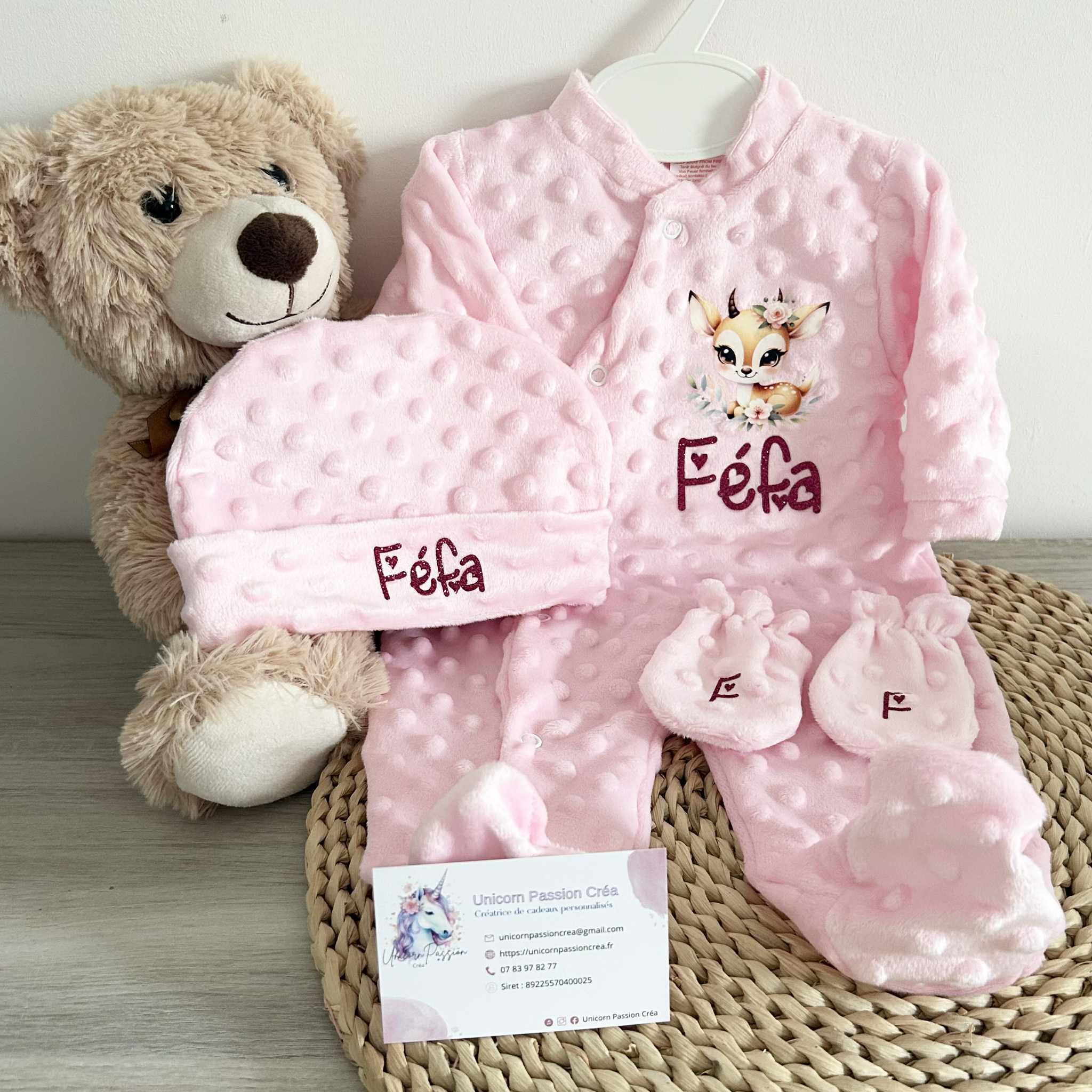 Coffret Pyjama Minky 3pcs Personnalisé