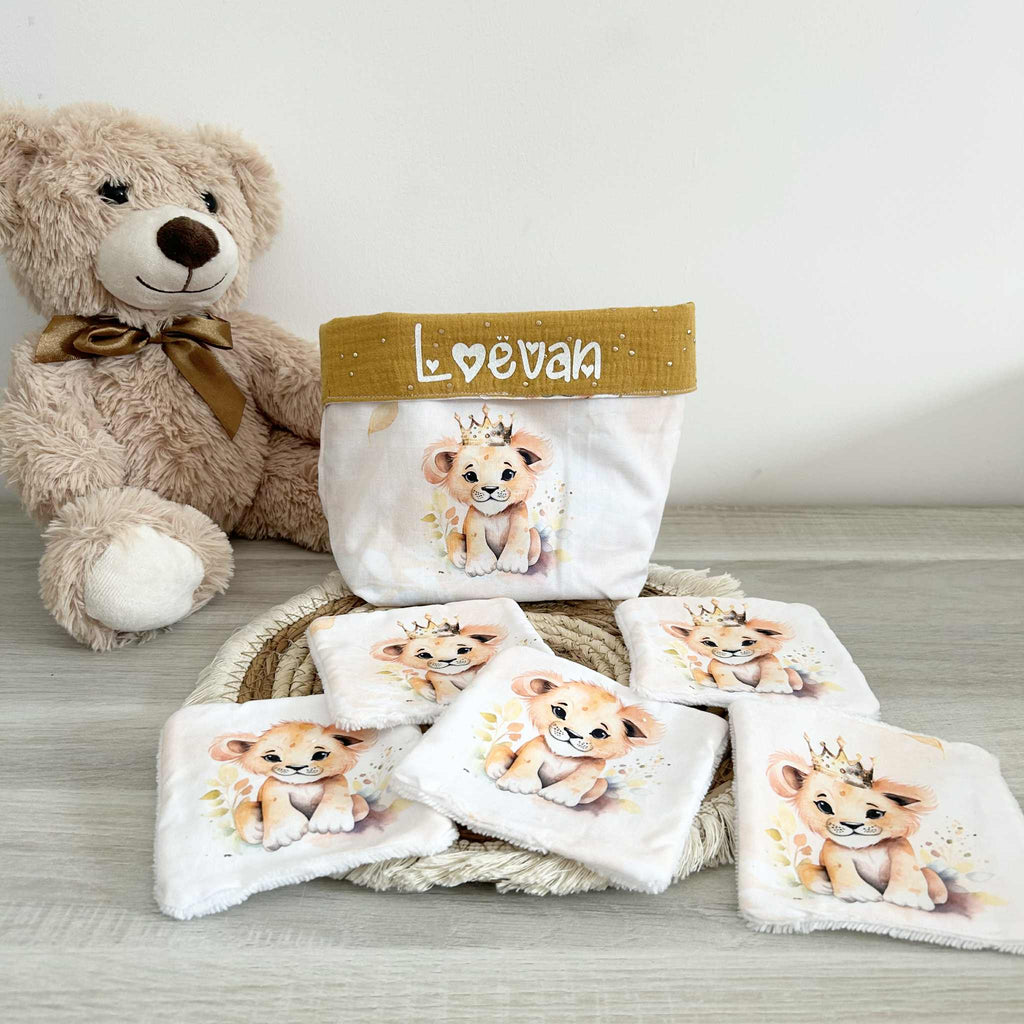 Panière et ses 5 Lingettes Personnalisées