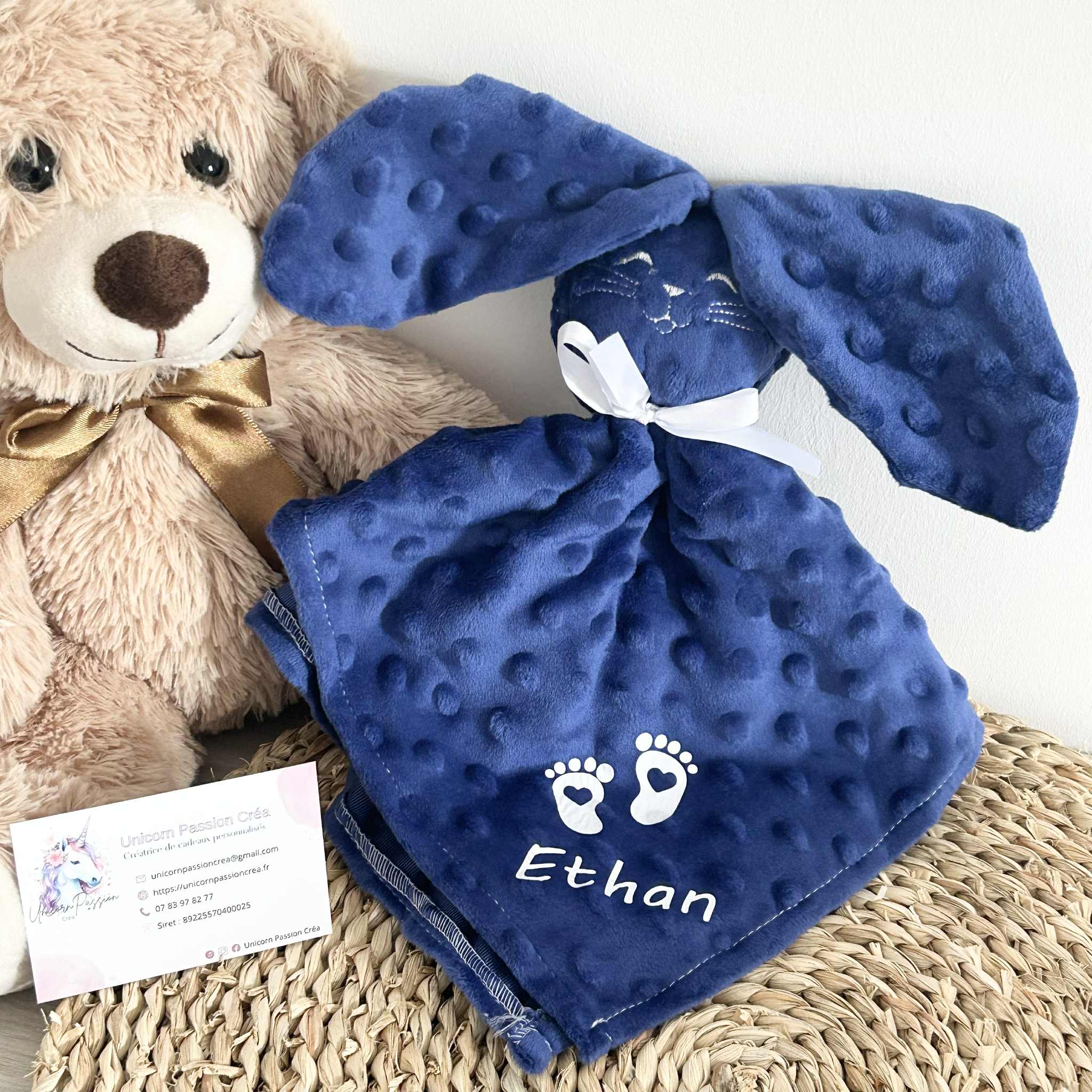 Doudou Lapin Minky Personnalisé