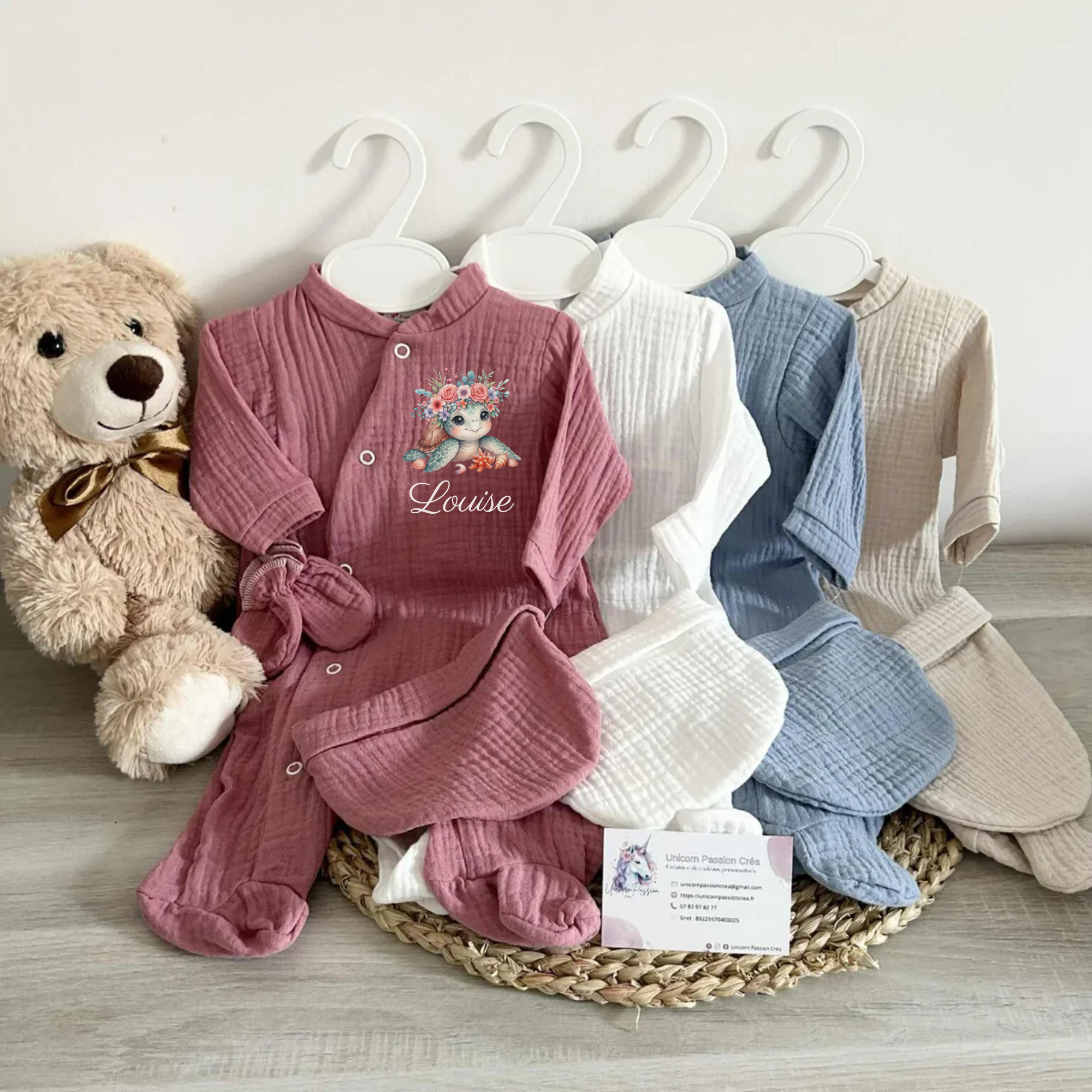 Tenue Gaze de Coton 3pcs Personnalisée