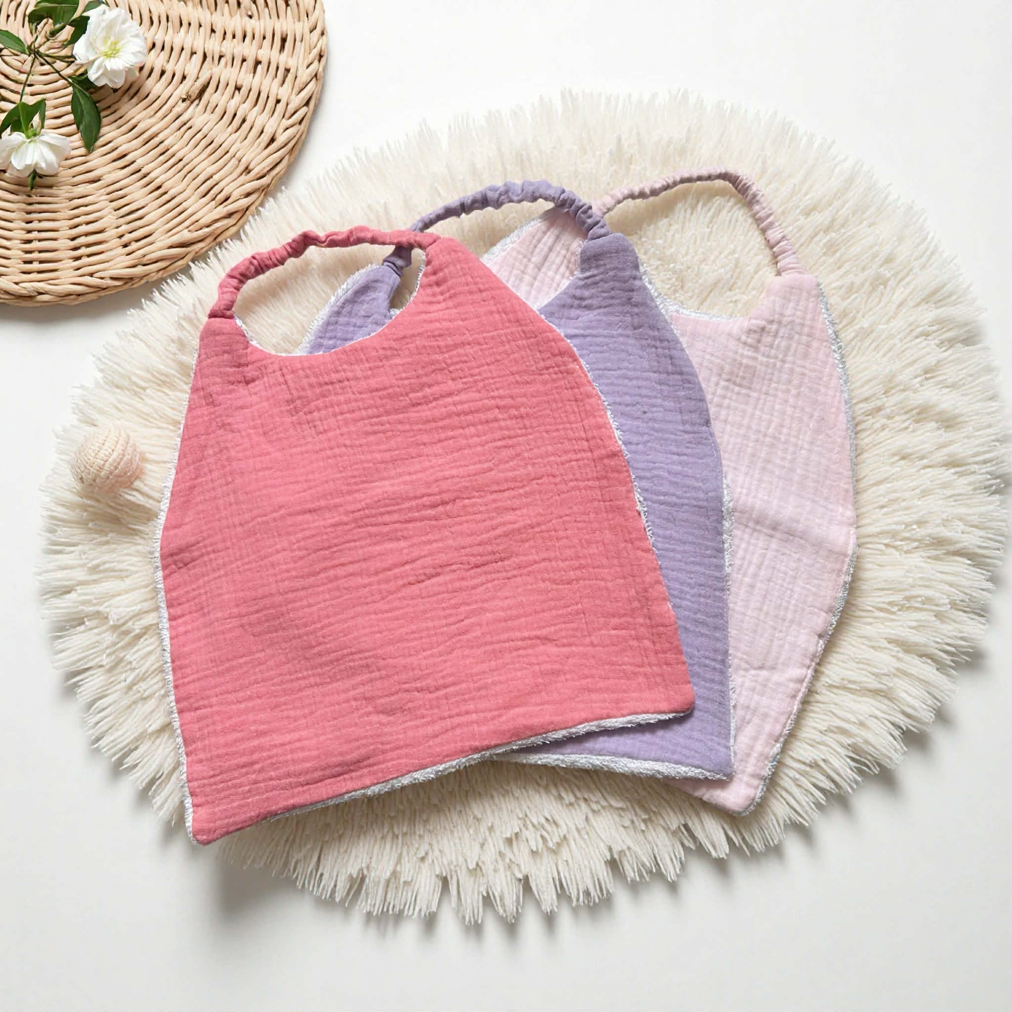 Bavoir - Gaze de Coton 4 couleurs)