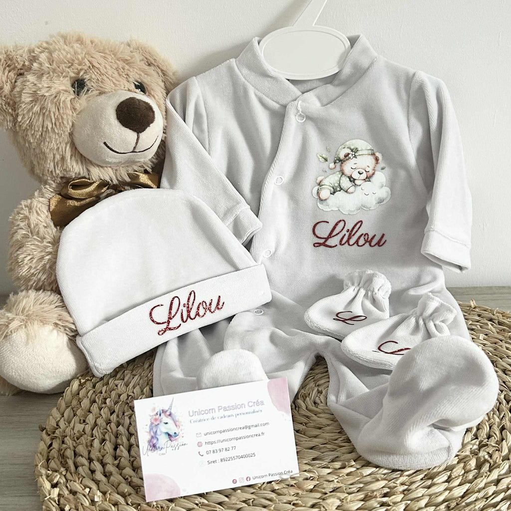 Coffret Pyjama Velours 3pcs Personnalisé