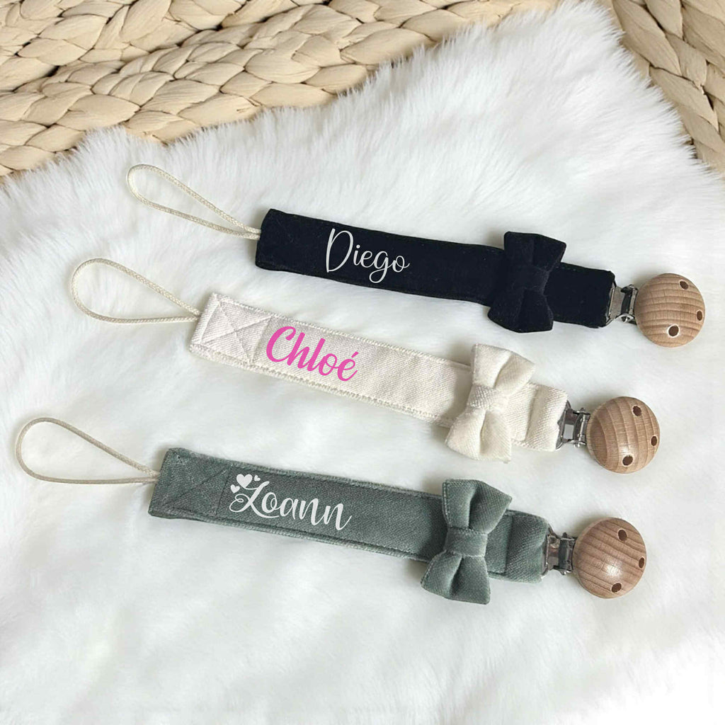 Attache Tétine Velours Personnalisée