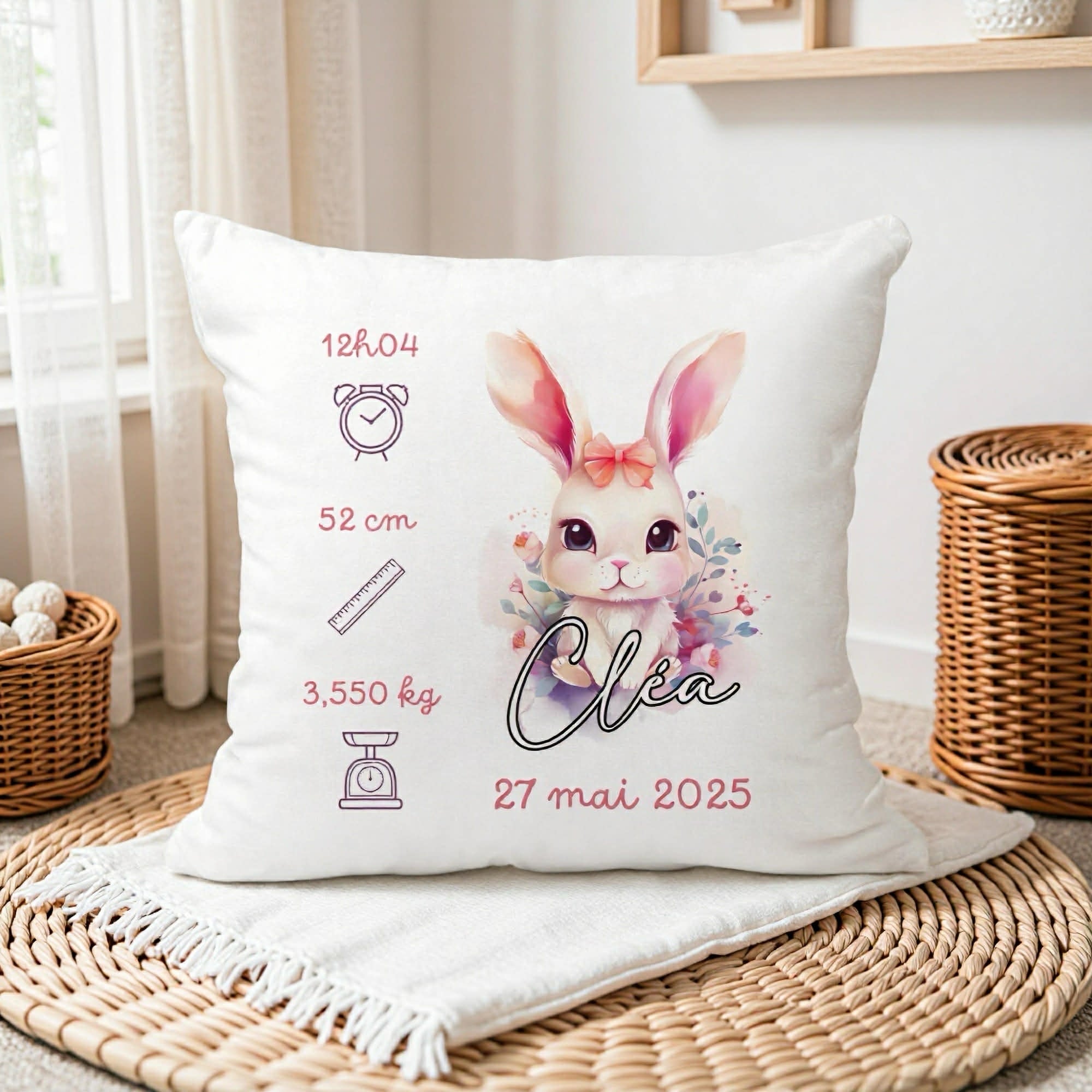 Housse de Coussin Naissance - Lapin