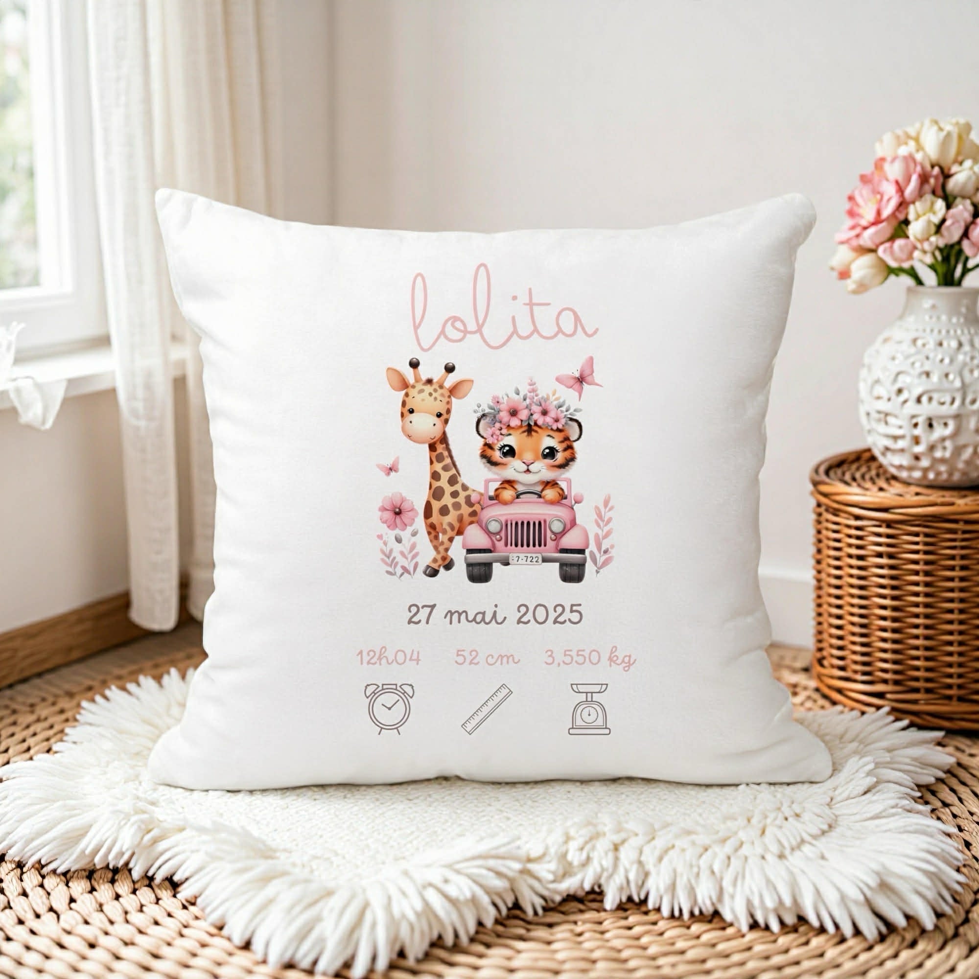 Housse de Coussin Naissance - Savane Fille