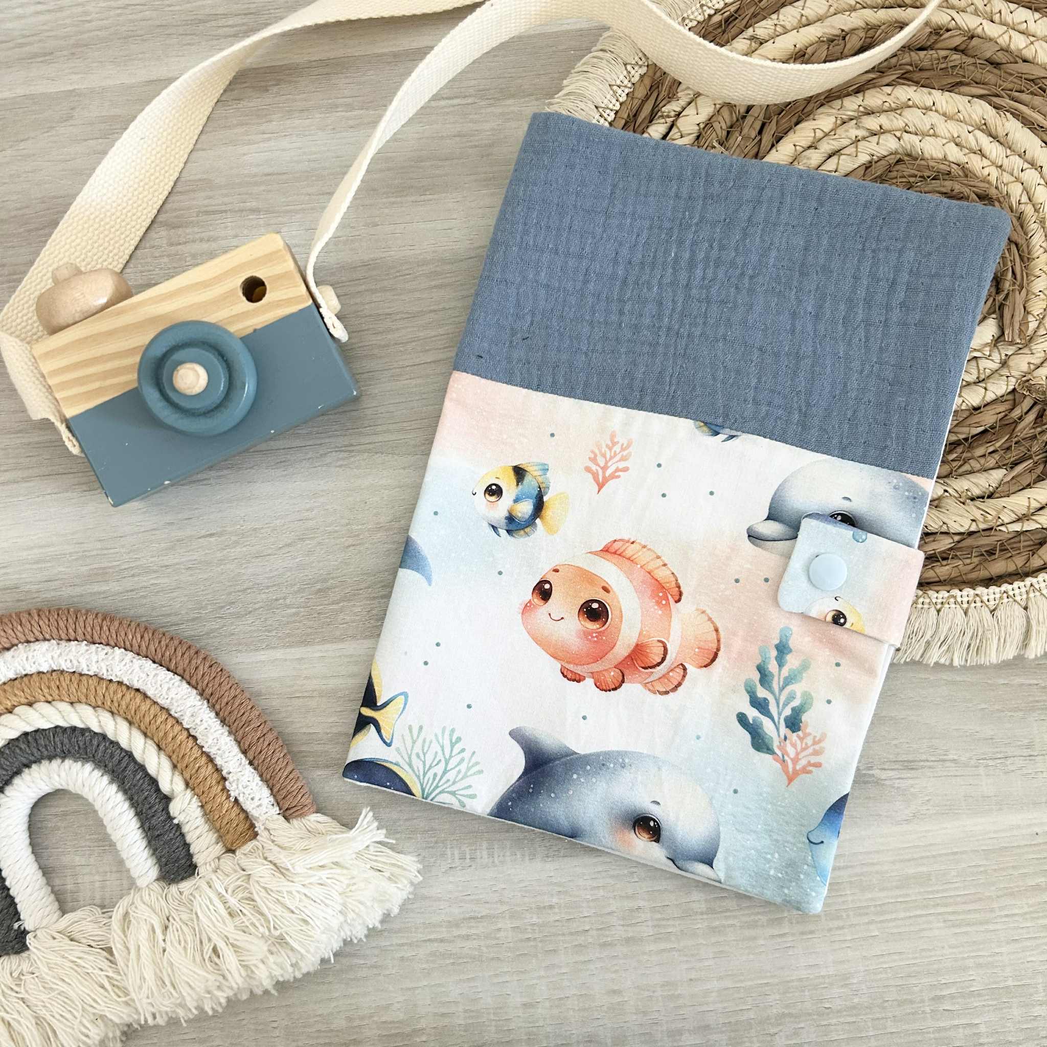 Carnet de Santé à Personnaliser en Tissu - Océan